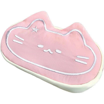 Fluffy kawaii cat pen case packed with pens and markers zipper fully closed
