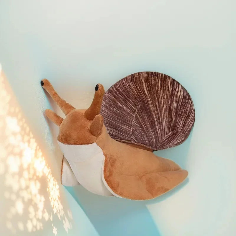 Kawaii snail plush pillow brown 36 cm front view on white background