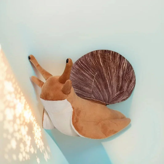 Kawaii snail plush pillow brown 36 cm front view on white background