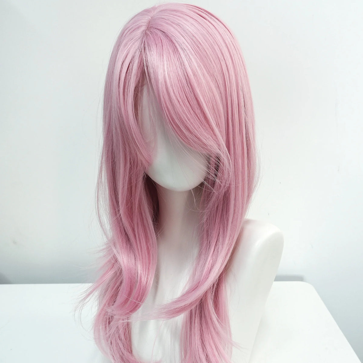 Brown variant Ashely wig 20 inch layered straight cut curtain bangs side view