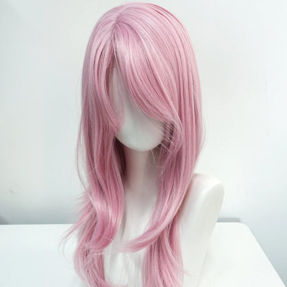 Brown variant Ashely wig 20 inch layered straight cut curtain bangs side view