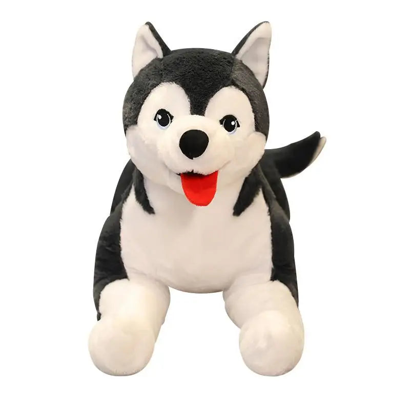 65cm kawaii husky stuffed animal held by person showing scale comparison