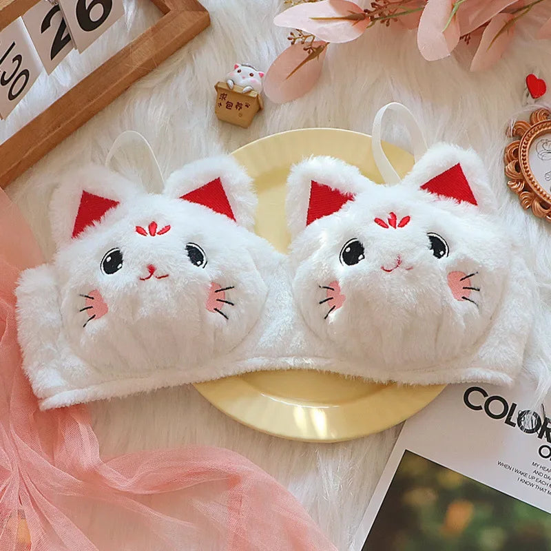Cute cartoon underwear set bra and briefs worn together, kawaii aesthetic
