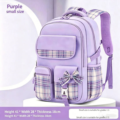 Waterproof Oxford school backpack for elementary girls, Small Purple colorway