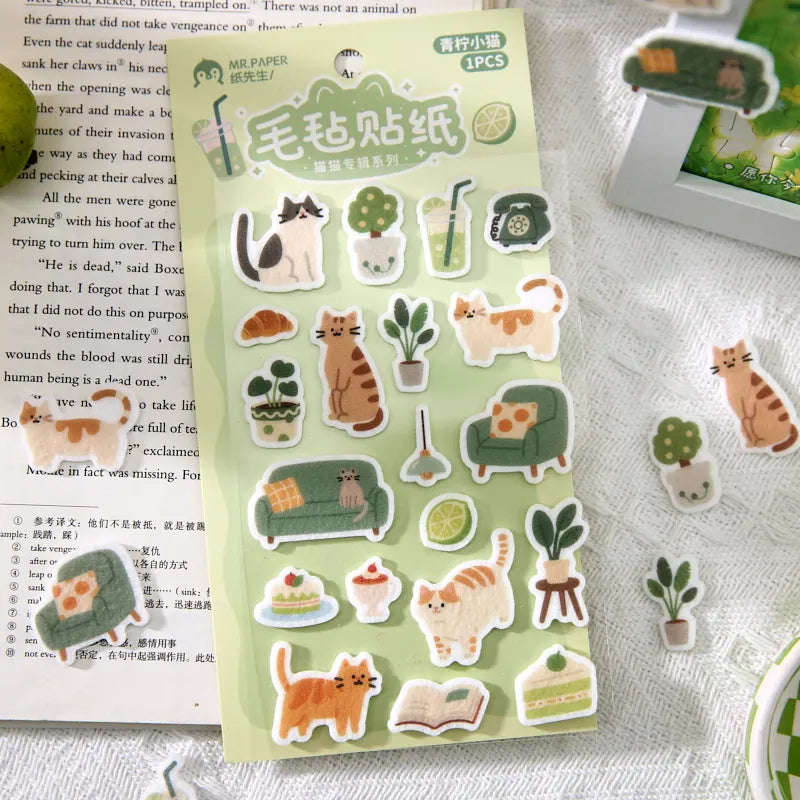 Mr.Paper kawaii pet collection sticker sheets with four distinct cat character designs