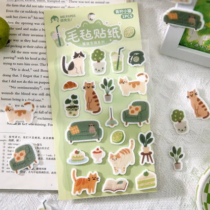 Mr.Paper kawaii pet collection sticker sheets with four distinct cat character designs