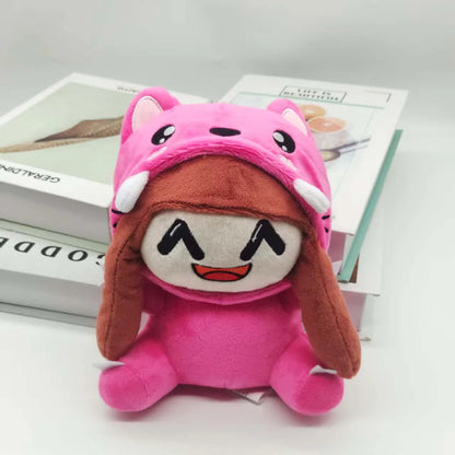 Kawaii plush doll with hat displayed on shelf, kawaii room decor and gift idea