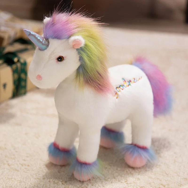White rainbow unicorn plush toy face and horn detail kawaii