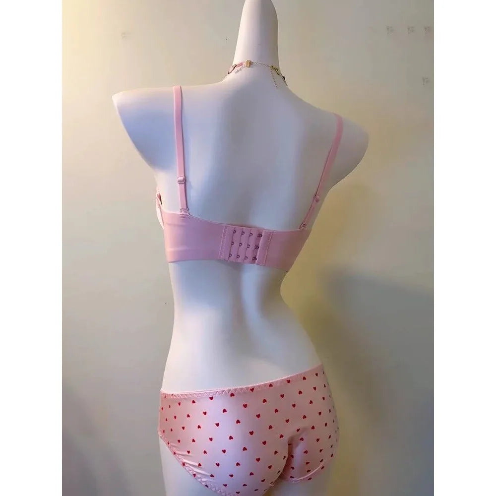 Kawaii lace panty brief in pink, matching set for small bust bra