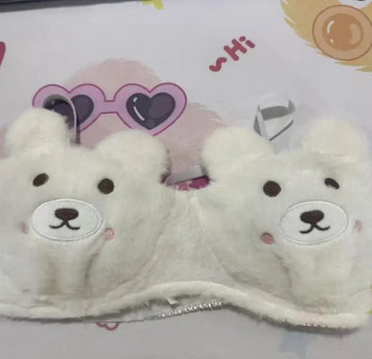 Kawaii bear bra set coffee colorway side profile view