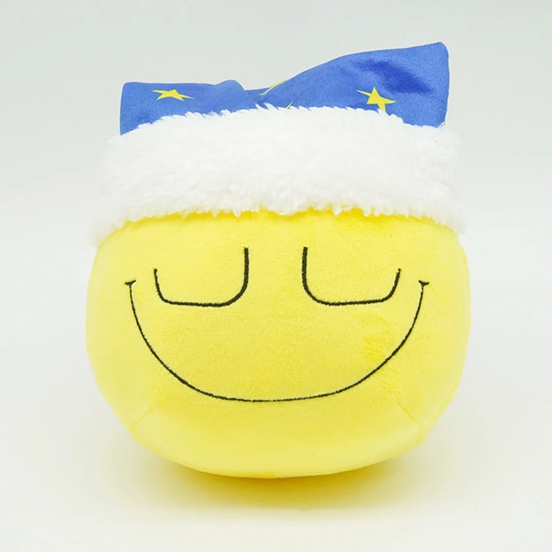 Dozing Dozer plushie front view soft yellow smiley face 15 cm kawaii collectible