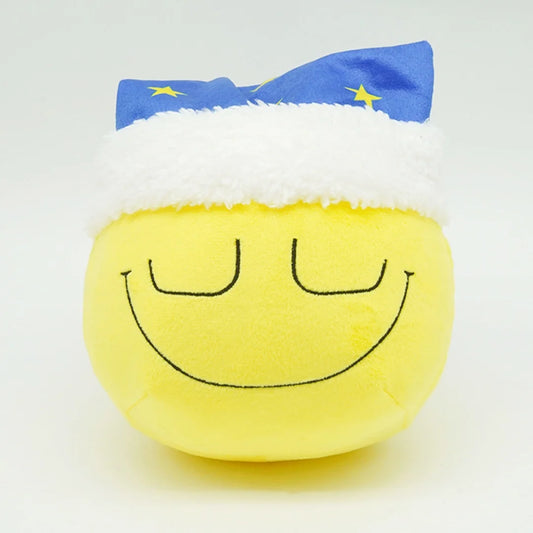 Dozing Dozer plushie front view soft yellow smiley face 15 cm kawaii collectible
