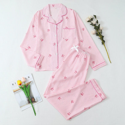 Striped kawaii pajama set size comparison S M L XL garment length