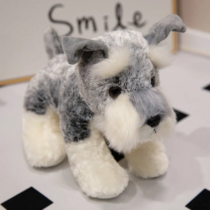 Kawaii Schnauzer plush toy 30cm stuffed soft dog doll front view