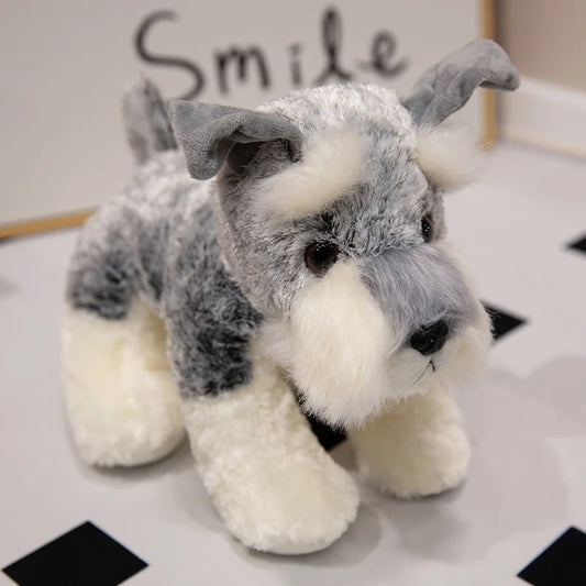 Kawaii Schnauzer plush toy 30cm stuffed soft dog doll front view