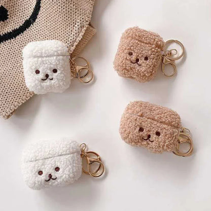 Brown dog silicone AirPods Pro USB-C case showing port cutout