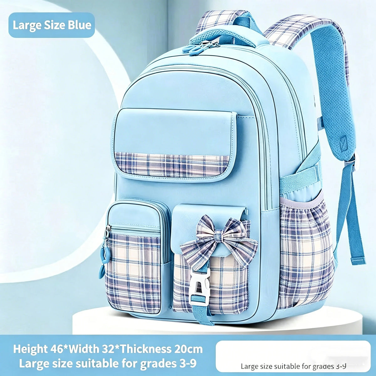 Ergonomic spine-care backpack for girls, size comparison Big vs Small