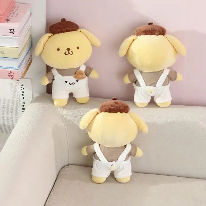 Detachable pudding dog stuffed toy showing separated halves side by side