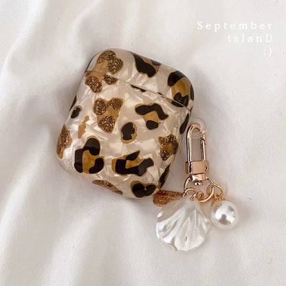 Kawaii AirPods case leopard TPU showing charging port access