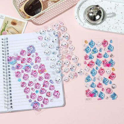 DIY journaling page decorated with kawaii 3D crystal stickers alongside handwritten notes