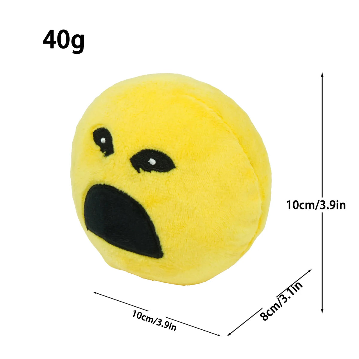 Kawaii smiley plush ball group shot showing multiple size and fabric options