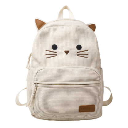Black kawaii cat embroidered backpack interior slot pocket detail