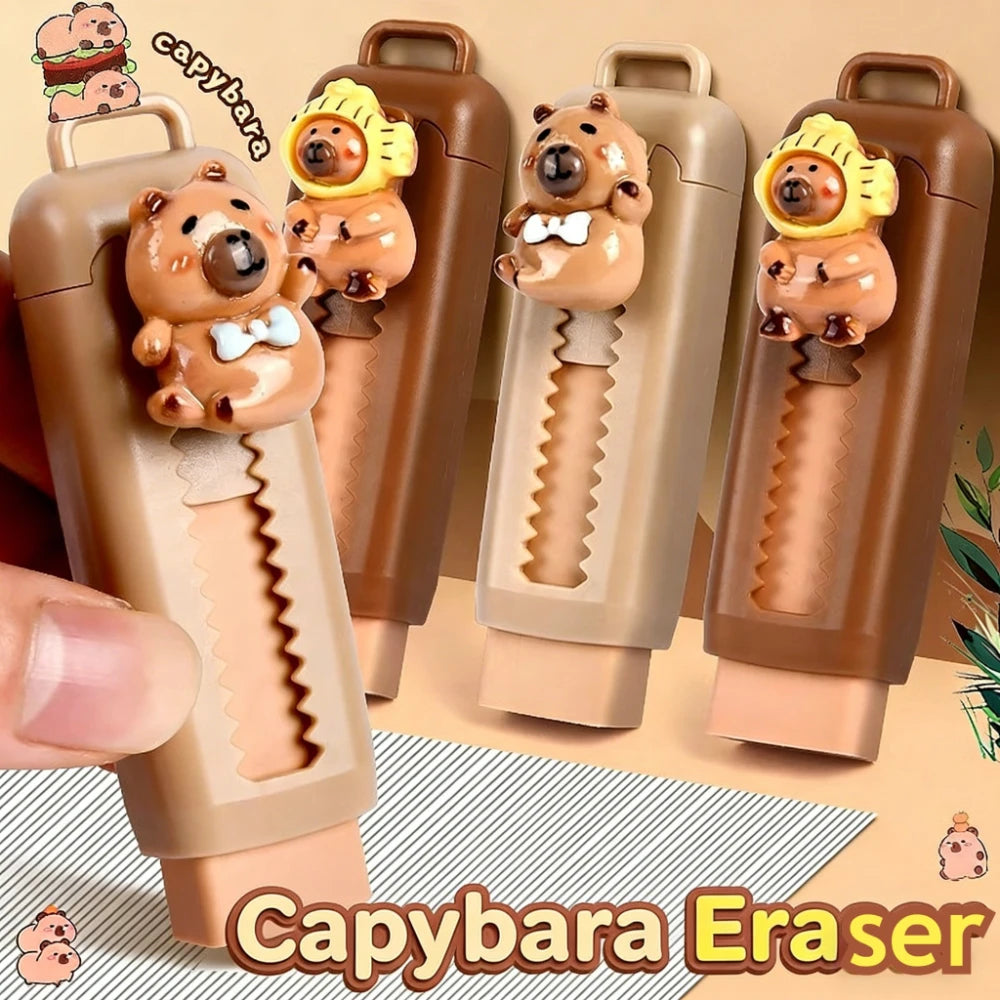Kawaii capybara push-pull eraser product shot white background colorway detail