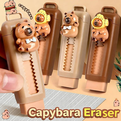 Kawaii capybara push-pull eraser product shot white background colorway detail
