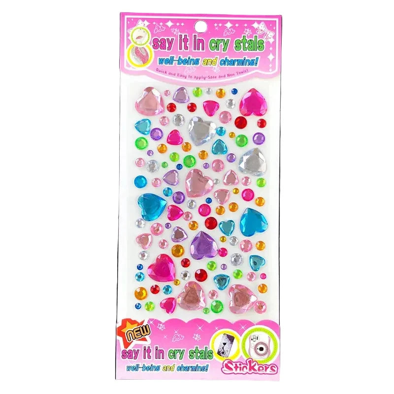 All four 3D crystal gem sticker style variants displayed side by side on white background