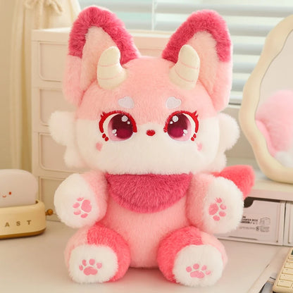 Pink kawaii phantom fox stuffed animal plush shelf display kawaii room