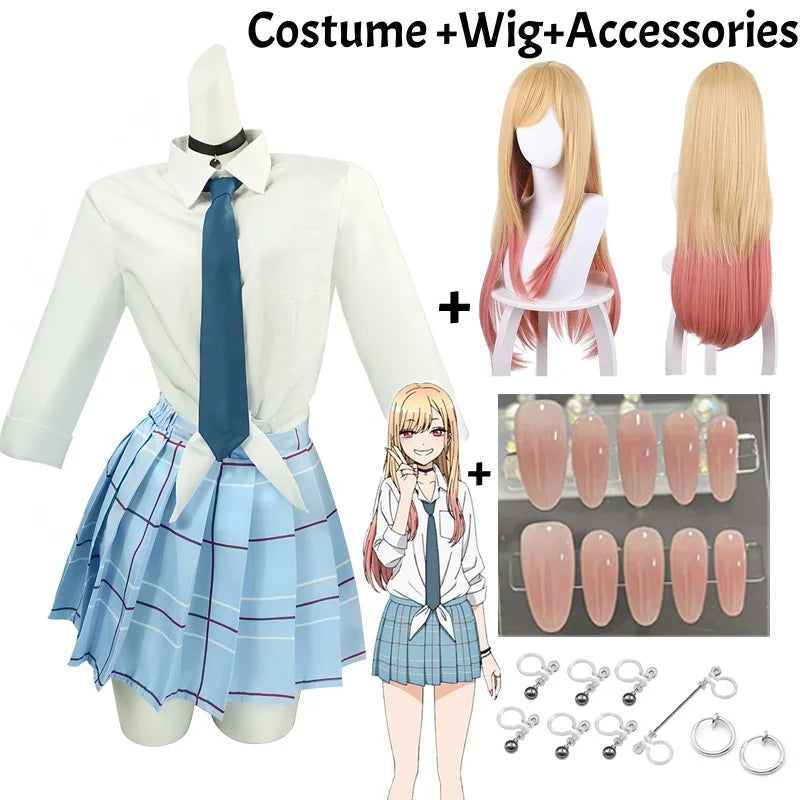 My Dress-Up Darling Marin cosplay size chart with bust waist hip measurements S to XXL