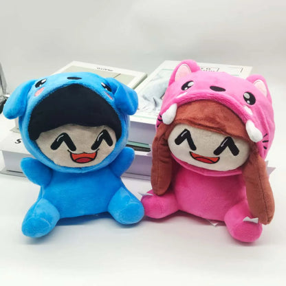 Kawaii plush doll with hat front view, PP cotton filled, polyester plush fabric