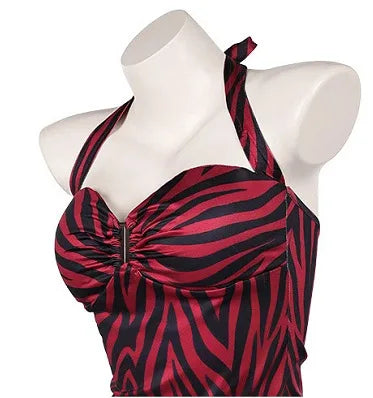 Nikki zebra halter cosplay top worn front-facing punk kawaii streetwear style