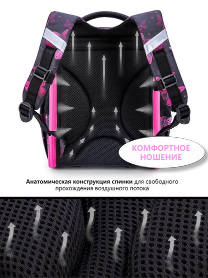 Interior compartment view of kawaii orthopedic school backpack 34 x 26 x 14 cm