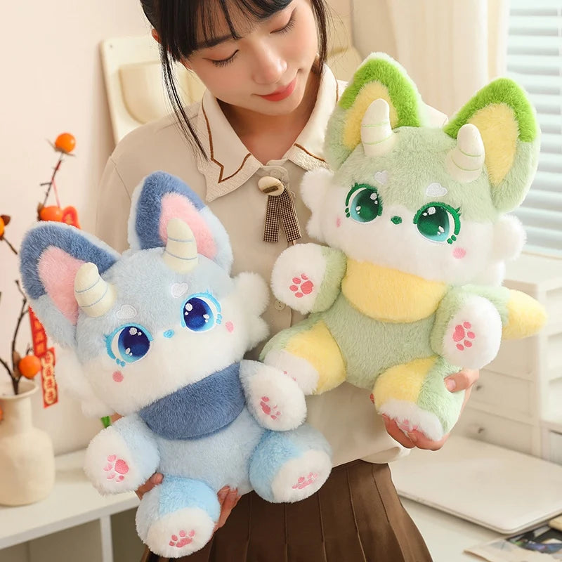 Pink kawaii phantom fox stuffed animal plush 50cm size white background