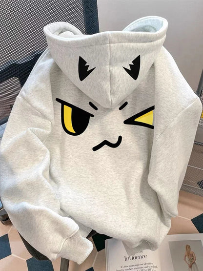 Loose kawaii pullover hoodie women side profile autumn layering