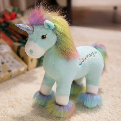 Pink kawaii unicorn soft stuffed animal in OPP gift bag packaging