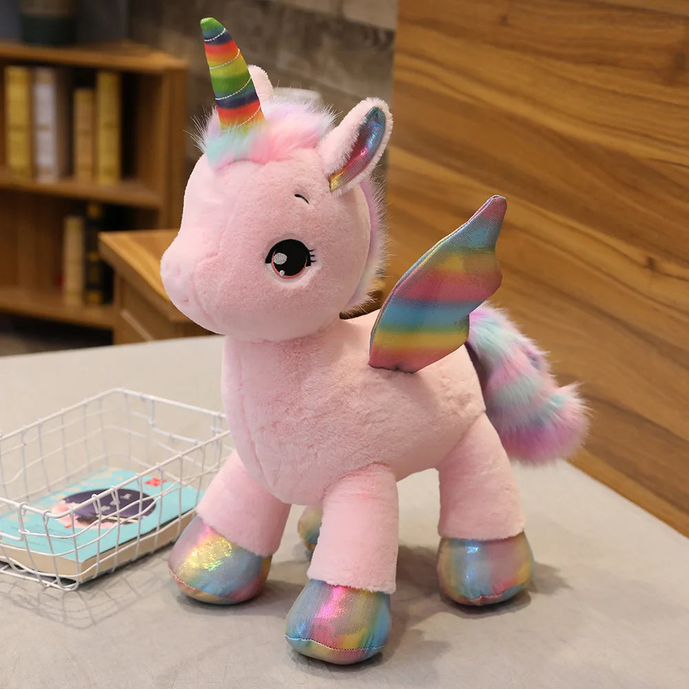 White kawaii unicorn plush pillow 70-80 cm size, full length view