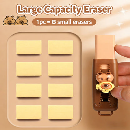 Kawaii capybara eraser inside pencil case cute school stationery context