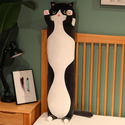 Kawaii Long Cat Plush Pillow - Soft Hug Body Cushion