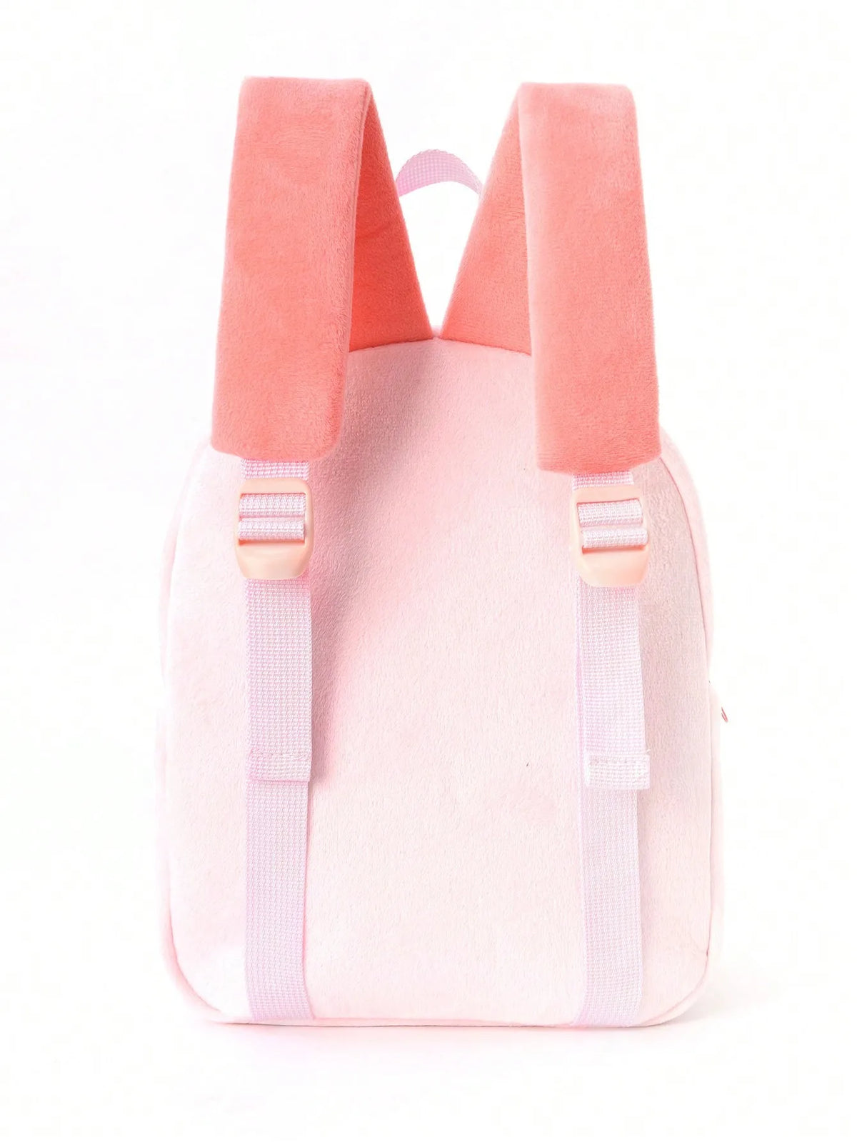 Close-up of plush animal applique on kawaii kids backpack