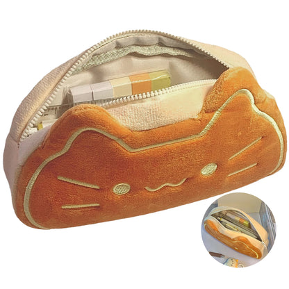 Kawaii cat pen case style D on pastel desk mat with stationery accessories