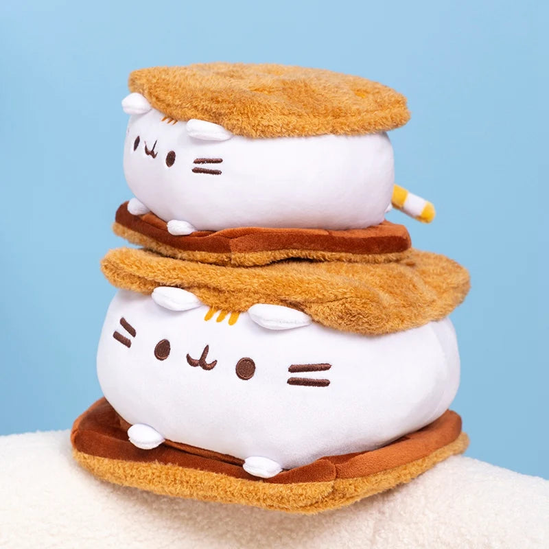 Short-pile polyester surface detail on kawaii ice cream cat plush