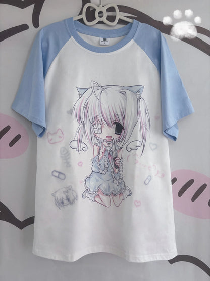Y2K Harajuku anime cartoon tee size S M L flat lay product shot