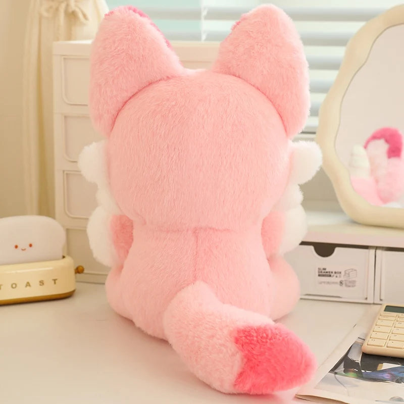 Kawaii fox plush pillow 50cm and 35cm size comparison side by side