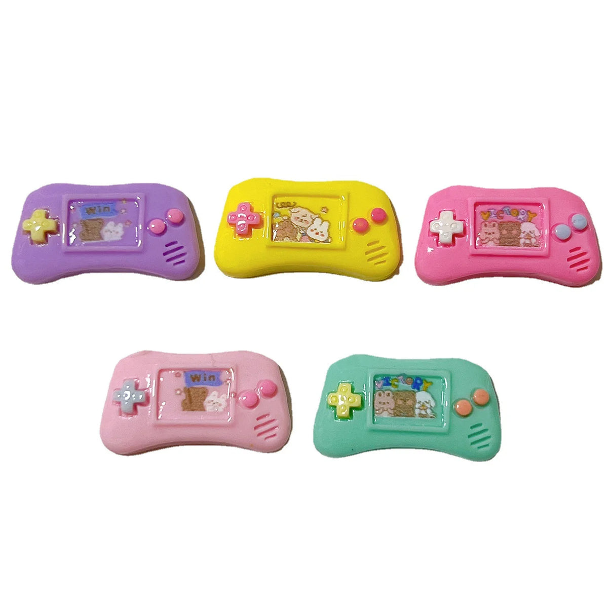 Resin kawaii game console flat back cabochons on hairpin base example