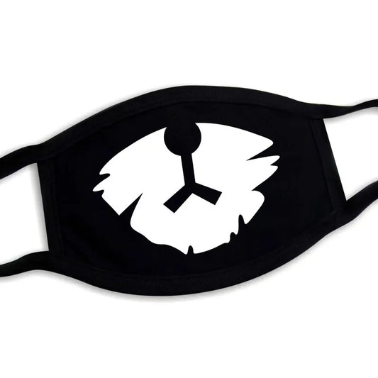 Kawaii cat nose sketch face mask with whisker print on black base, unisex adjustable fit for Harajuku cosplay