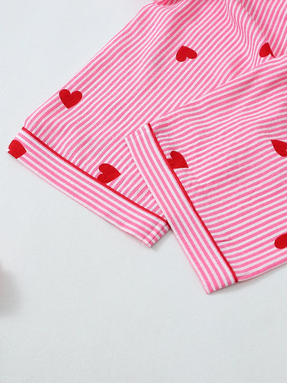 Kawaii pajama set detail showing notch lapel collar and all-over cute print fabric
