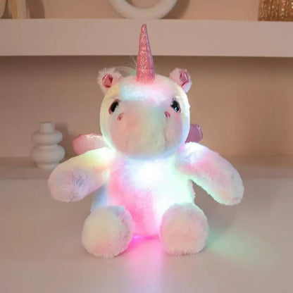 25 cm kawaii unicorn plush PP cotton filling squeezed in hand showing softness