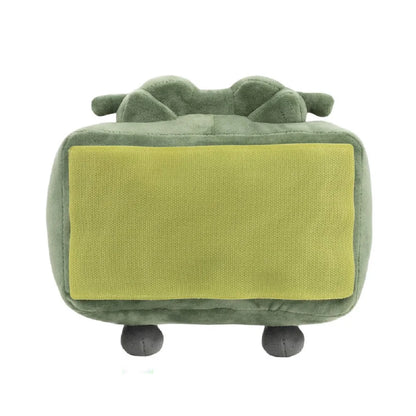 Hot Clay Claymore kawaii green square plush doll displayed on kawaii shelf setup